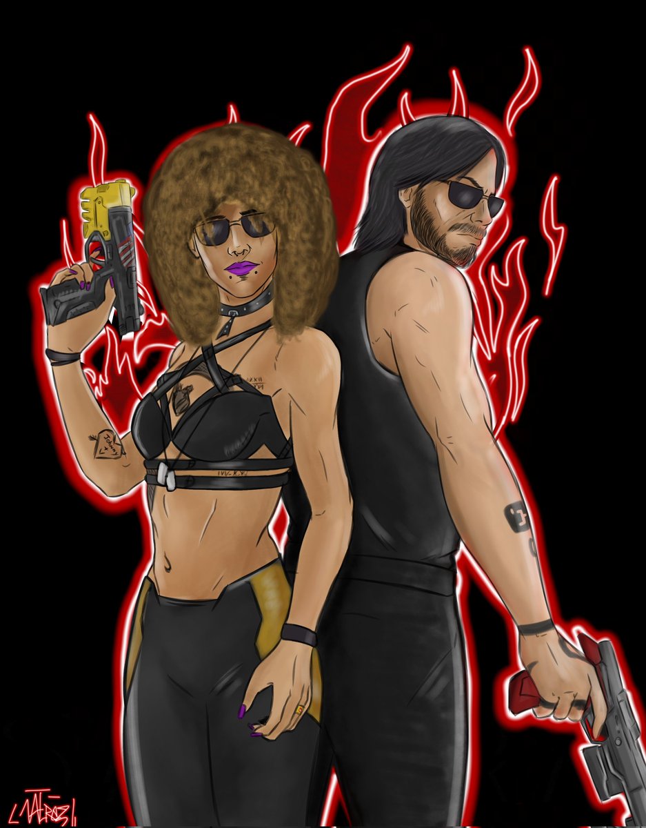 By @IValrez ❤️❤️❤️

#Cyberpunk2077 #JohnnySilverhand #ValerieSilverhand #Cyberpunk2077fanart #SilverV #MrsSilverhand #Otpthesilverhands #cyberpunkart  #artistsontwitter #johnnyandV #artiststofollow #johnnysilverhandart