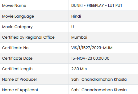 MovieReview_Hub's tweet photo. #Dunki #LutPut song got certified today and length is 2.30 mins ..To be released soon, may be end of week https://t.co/aOriyeKa2n