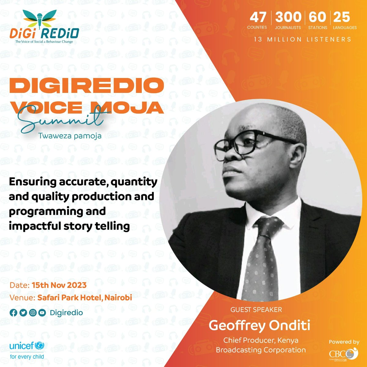 DigiRedio's tweet photo. Have you met our Guest Speakers for the #DigiredioVoiceMoja Summit?

@CBCC_Africa
@WashaNjia
@UNICEFKenya
@MOH_Kenya
@GeoPoll 
@KBCChannel1 https://t.co/eCnMrYKnNj
