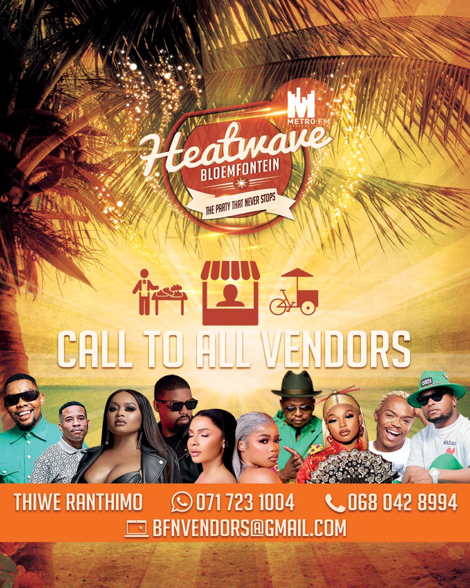 Bloemfontein is the place to be this Saturday,don't miss out on the fun and get your tickets on time 💃💃💃 #Metrofmheatwave #metrofmheatwavebloemfontein