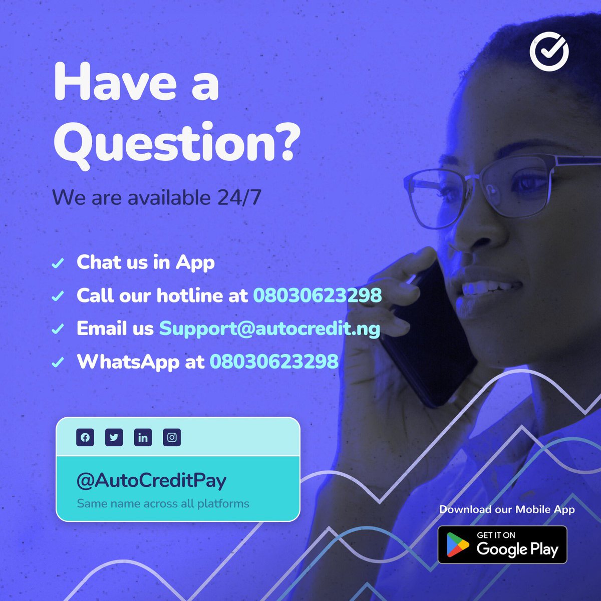 autocreditpay's tweet image. Got questions? We&apos;ve got answers! 🌟 Our support team is available 24/7 to assist you.
Your inquiries matter to us! 
#AutoCreditSupport #AlwaysHereToHelp #24HourAssistance #getintouch