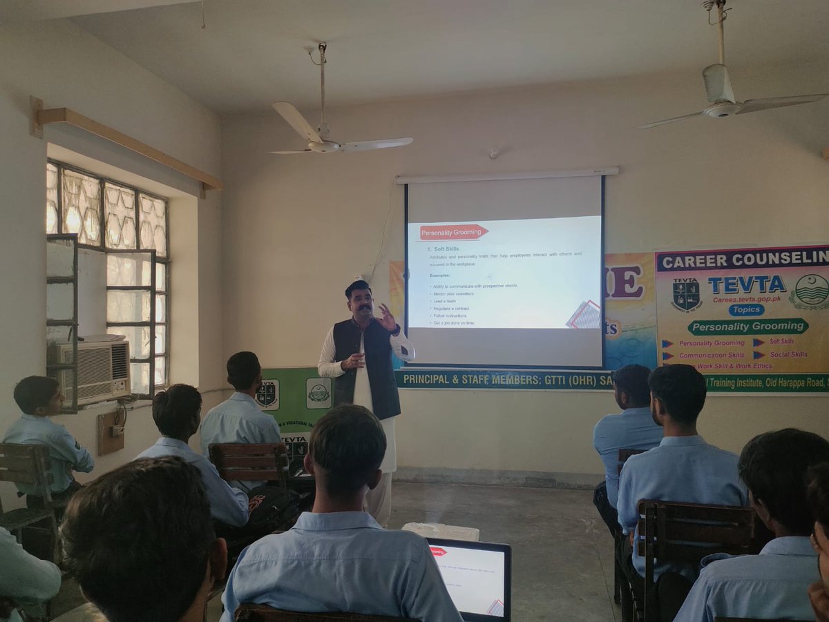 PTEVTACareers's tweet photo. 𝗘𝗺𝗽𝗼𝘄𝗲𝗿 𝗬𝗼𝘂𝗿 𝗣𝗿𝗲𝘀𝗲𝗻𝗰𝗲
TEVTA Punjab careers division organized multiple counseling sessions on 𝗣𝗲𝗿𝘀𝗼𝗻𝗮𝗹𝗶𝘁𝘆 𝗚𝗿𝗼𝗼𝗺𝗶𝗻𝗴 for brightening the grooming skills of trainees at 𝙂𝙏𝙏𝑰 𝑶𝙃𝑹 𝑺𝙖𝒉𝙞𝒘𝙖𝒍.
#tevta #sahiwal #gtti https://t.co/SH8O0COfVb