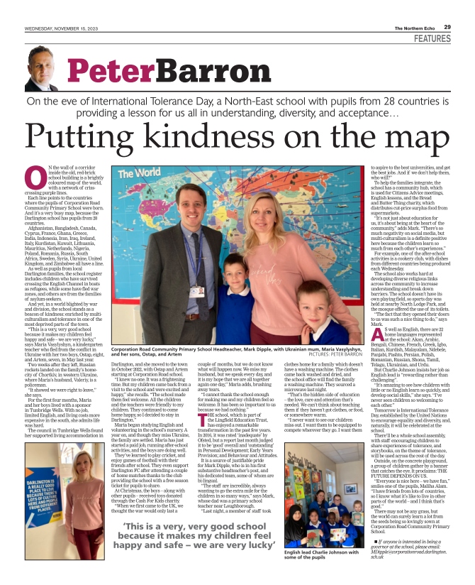 The #Darlington school with pupils from 28 countries. The lessons in kindness, diversity & tolerance we can all learn from Corporation Road Community Primary where teachers do so much more than teach. My latest column for @TheNorthernEcho @LingfieldTrust thenorthernecho.co.uk/opinion/239213…