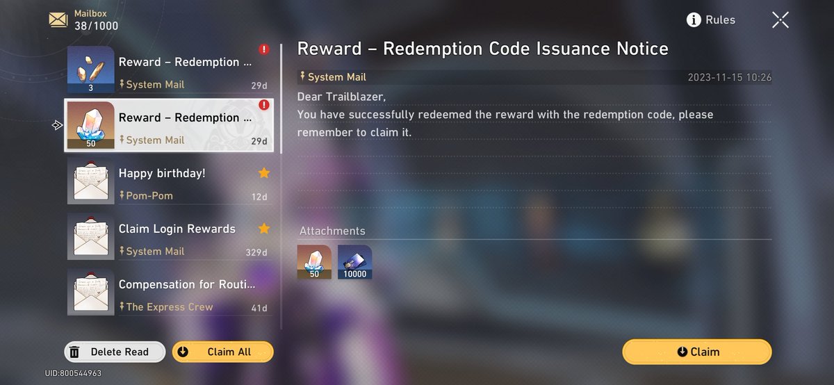 KelvinGinola's tweet photo. Star rail Code 11/15
5S9BND25CRBK
, SOULKGQM2X
, ELFNMWGASS
#HonkaiStarRail
#RedemptionCode
#StarRailCode
#HonkaiStarRailCode
i found it at discord immediately share it
contain 2 resources and 1 jades https://t.co/ai97mpb3Ic