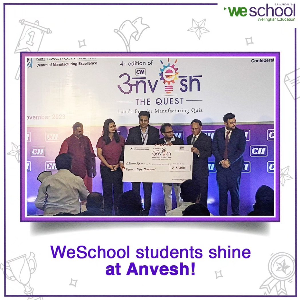 welingkarinst's tweet image. Congratulations to Madhur Rajan Tike and Suyash Patankar for their outstanding performances at the Anvesh Manufacturing Quest. Their remarkable achievement is a testament to the brilliance and dedication that define our institute.
.
.
.
#WeSchool #achievement #anvesh #welingkar