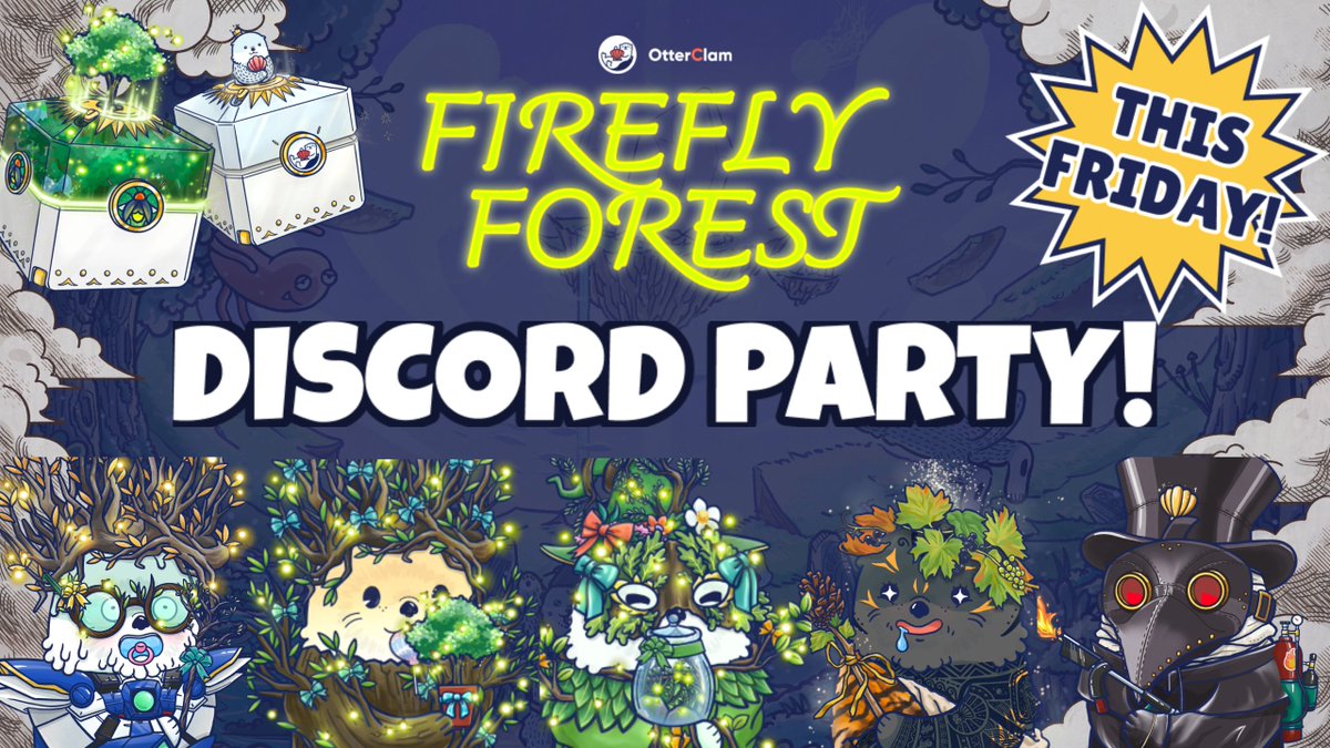 OtterClam's tweet photo. Ready to light up your Friday vibes? Join us at the #FireFlyForest Discord Party VC this Friday at 12PM UTC!πΊπ
Don't miss out on the fun β complete the #Zealy Quest and snag an exclusive #NFTCollectible gift just for partying with us! ππ
#NFTCommunity #ZealySprint https://t.co/KKBMq2NGCP