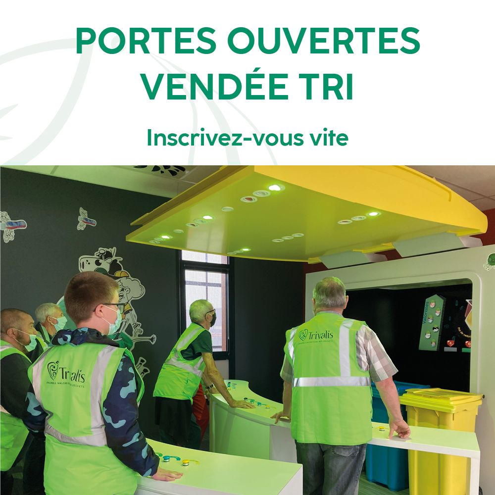 ♻️| PORTES OUVERTES VENDEE TRI | 
⏳Il est encore temps de s'inscrire ! 
Les visites sont gratuites et ouvertes à tous (à partir de 8 ans) 
&gt;&gt; trivalis.fr/visites/portes…
#Trivalis #SERD23 #emballages #déchets #vendée
