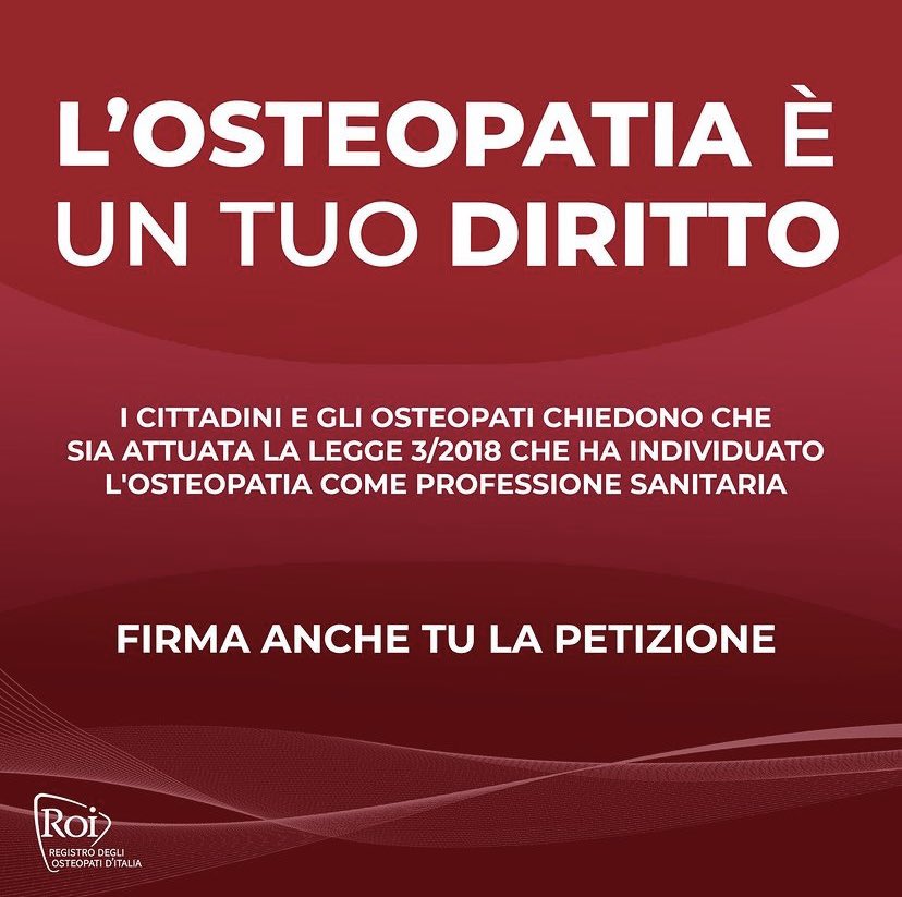 L'osteopatia è un tuo diritto. Basta proroghe. La legge va attuata adesso - Firma la petizione! chng.it/DjH4Cpz4 via <a href="/ChangeItalia/">Change.org Italia</a>