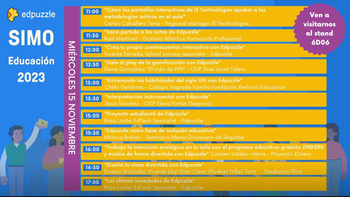 Jesús Sánchez (@flippedtecher) on Twitter photo Vamos a por el segundo día, otro cartelazo en el stand de <a href="/edpuzzle_es/">Edpuzzle (español)</a> en #SIMOEDU23.
<a href="/Pbeneit/">Pedro Beneit Sierra</a> #edpuzzle #edtech Vamos a por el segundo día, otro cartelazo en el stand de <a href="/edpuzzle_es/">Edpuzzle (español)</a> en #SIMOEDU23.
<a href="/Pbeneit/">Pedro Beneit Sierra</a> #edpuzzle #edtech