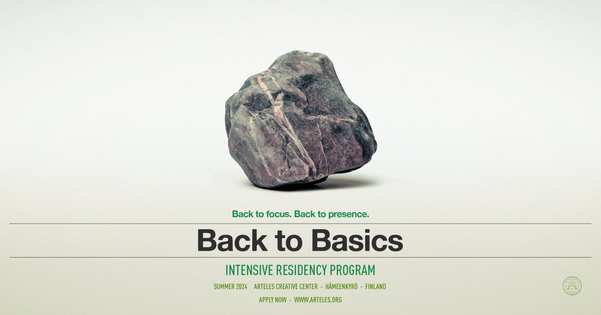 Call for entries: Back to Basics residency program. Go offline, connect with nature and get back to focus in Finland. 1 month residencies in May / June / July / August 2024. Read more & apply online: arteles.org