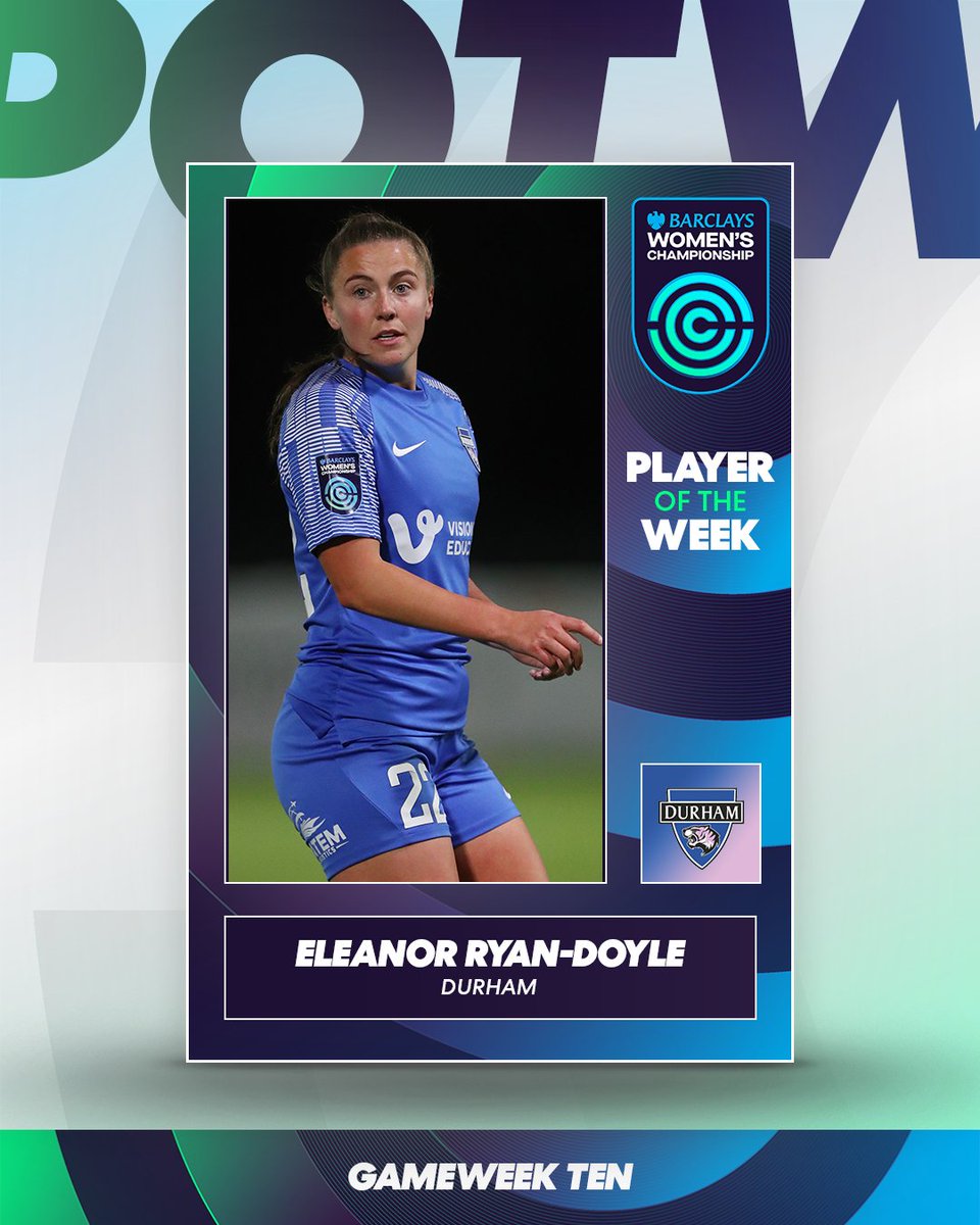 BarclaysWSL2's tweet photo. Introducing your #BarclaysWC Player of the Week!

@Eleanorrd22 👏👏 https://t.co/tYGCQcyi13