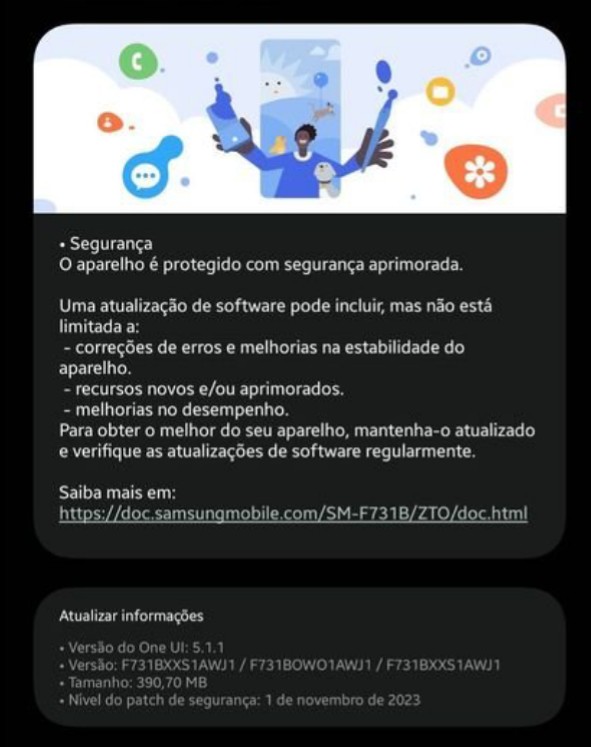 TechActivist666's tweet image. Samsung Galaxy Z Flip 5 gets November 2023 Security Update 

🔥Available : Brazil 🇧🇷*🇧🇷*🇧🇷

•Version : F731BXXS1AWJ1
• Size : 390.70MB
• SPL : 1 November 2023

#Samsung
#GalaxyZFlip5
#November2023Update