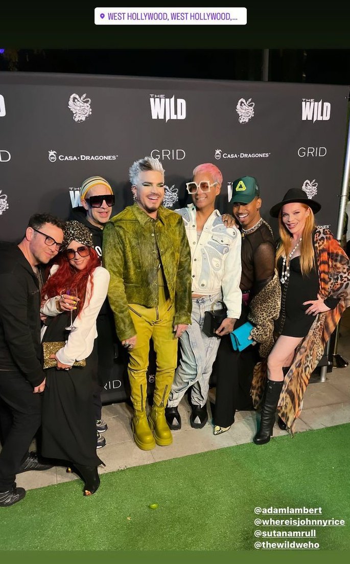TheRealDuckBert's tweet photo. 🙌 Adam Lambert & friends at the #TheWild pre-opening party in #WeHo! he can now add #ClubOwner to the list of his many achievements!!🍸🎶💃💚 (📸 groverwhitmore IGS) https://t.co/HbXwC5PQu1
