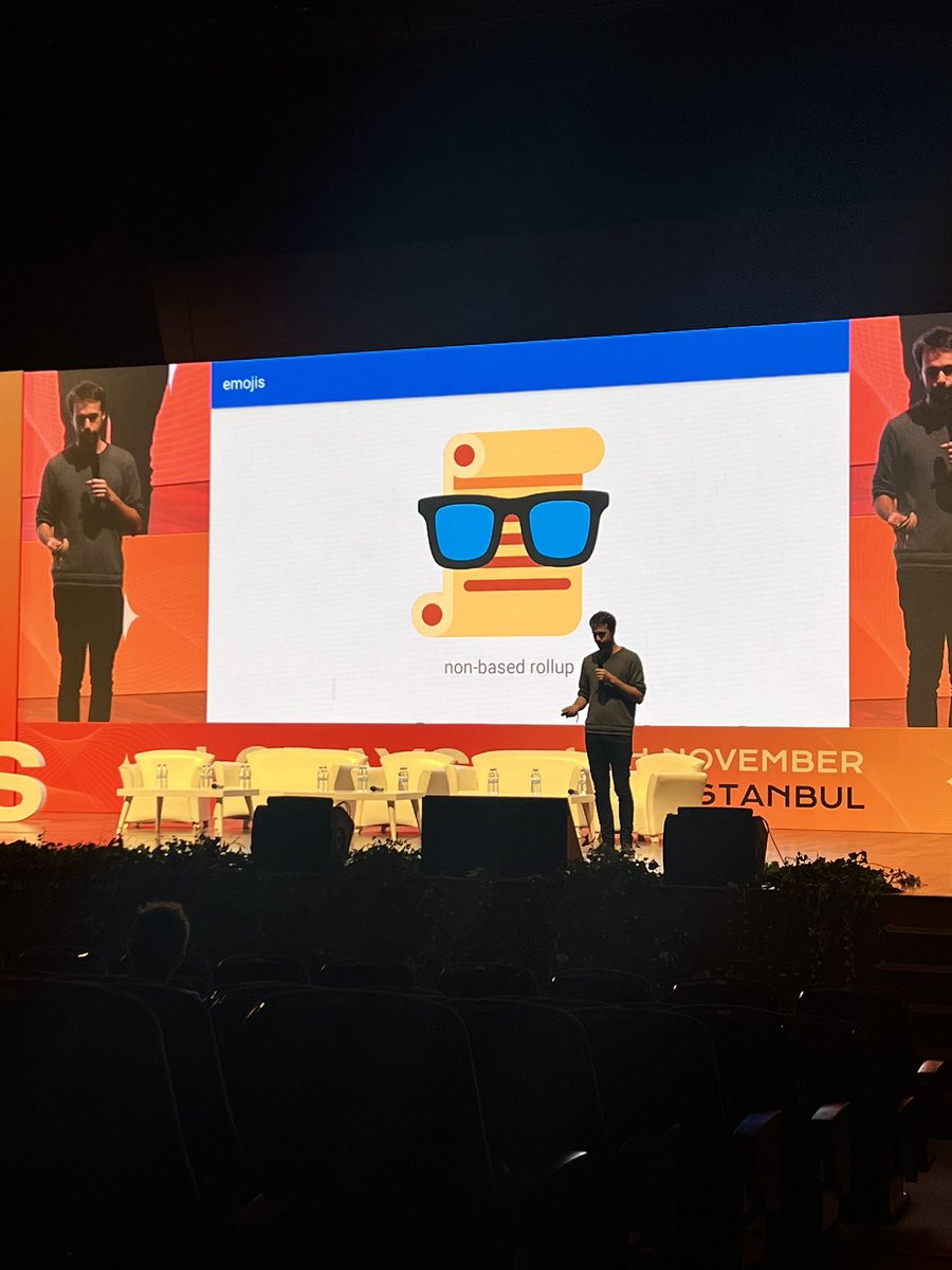 Ethereum foundation <a href="/drakefjustin/">Justin Drake</a> on stage at <a href="/L2DAYSxyz/">L2DAYS</a> speaking on “based rollups” 👀