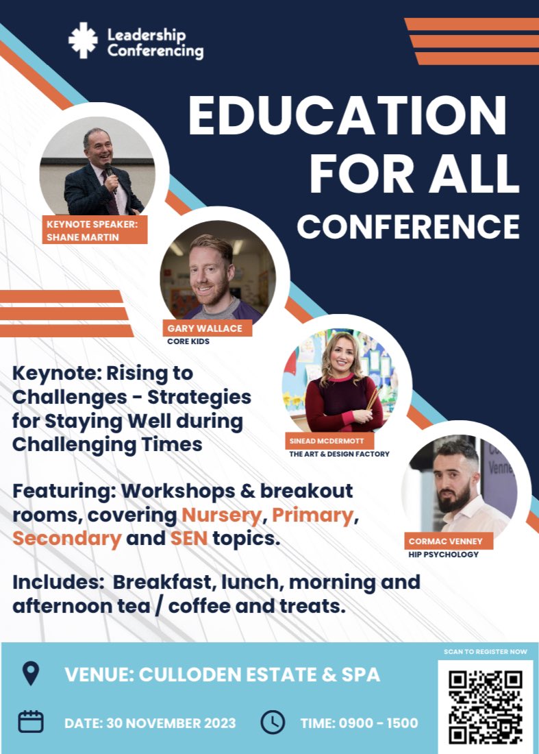Just over two weeks to go! GET BOOKED IN TODAY Sign up here 👇 form.jotform.com/232602425253346 Our 2nd Leadership Conference is back on 30th November at The Culloden Estate & Spa. Confirmed keynote @moodwatchers #conference #education #schools #NorthernIreland