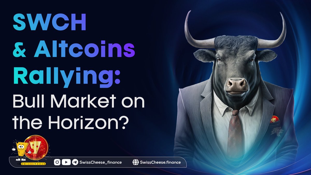 SWCH and altcoins are rallying! Is this the dawn of a new bull market? 🐂 
With SWCH's surge and a vibrant crypto scene, we're poised for potential growth. 
Stay alert, invest smart, and ride the wave with us! Log on to – 
SwissCheese.finance 
#CryptoRally #SwissCheeseFinance