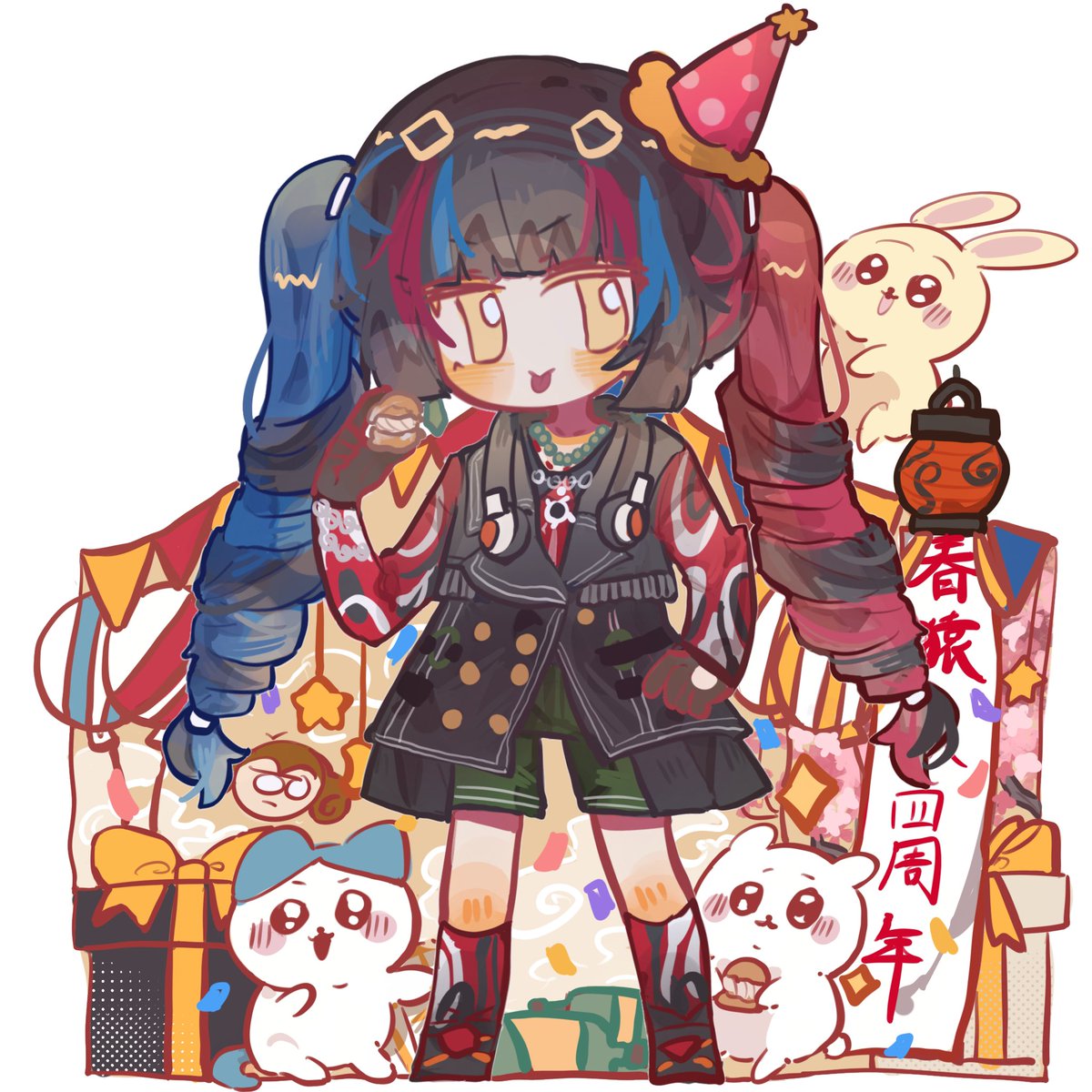 aweiwei1998's tweet photo. 代朋友发下她约的稿
祝春酱四周年快乐🥳
#春猿火 #春猿火美術部 
#春猿火肆周年 https://t.co/PumBw80AGu