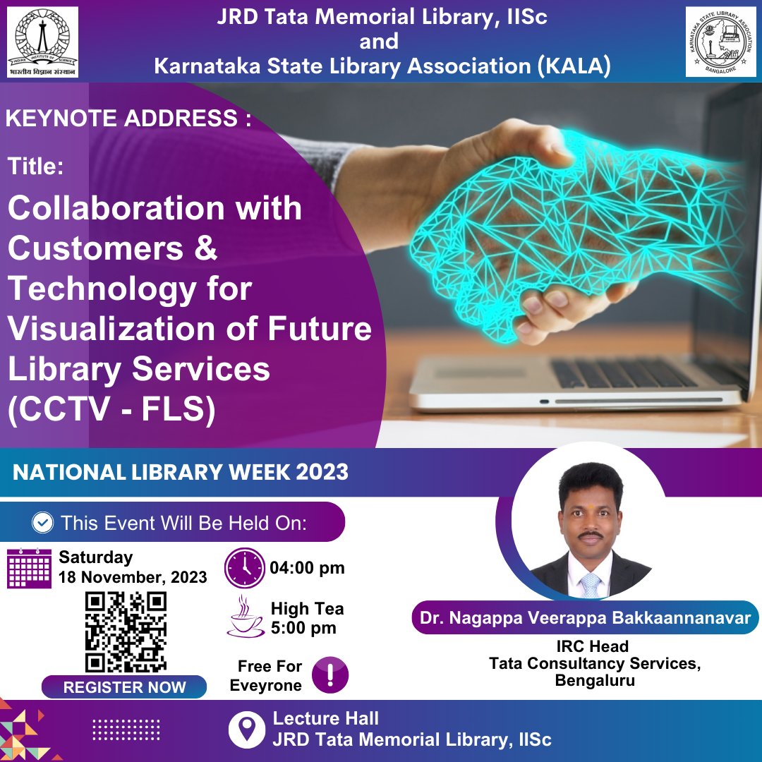 jrdtml_iisc's tweet photo. Please join us at JRD Tata Memorial Library to Celebrate National Library Week 2023

#nationallibraryweek #nlw2023 #jrdtml #iiscbangalore https://t.co/AKkmrmLIYV