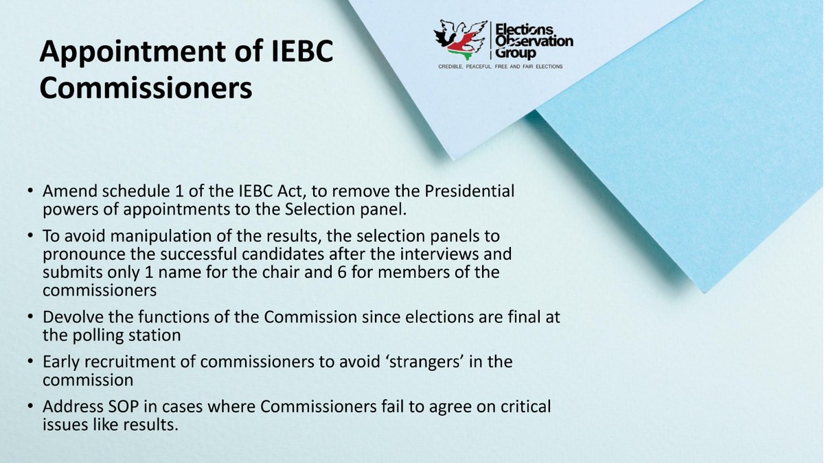 @elogkenya Appointment of elections officials by an independent body serves as a crucial safeguard against undue political influence, fostering a fair and impartial electoral process 
 @IEBCKenya @NAssemblyKE @Kenyajudiciary @Usaidkenya @EUinKenya #VILETUNAICHEKI#EyesOnElections