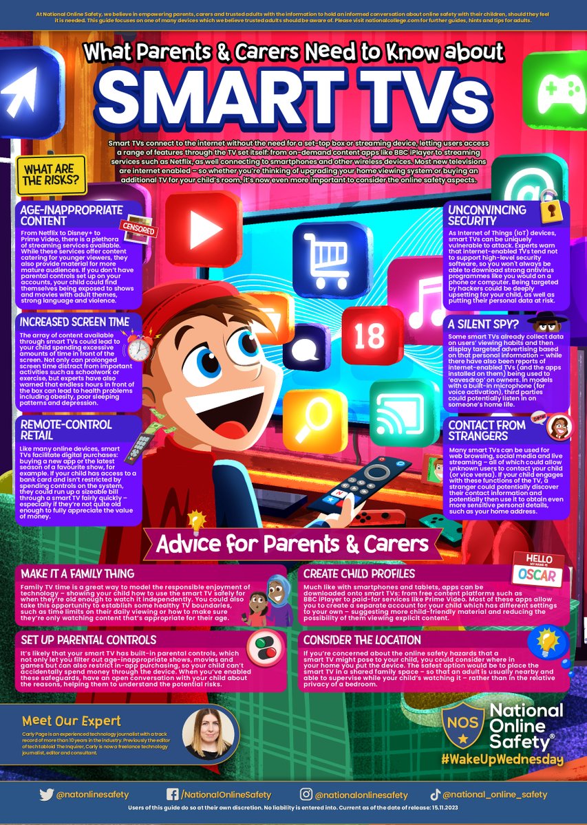 Are you watching TV? Or is the TV watching YOU? 😨📺 As internet-enabled televisions become the norm, this week’s #WakeUpWednesday guide has some useful #OnlineSafety tips to help parents ensure their children are viewing safely 🛡

Download &gt;&gt; bit.ly/47w5VD5