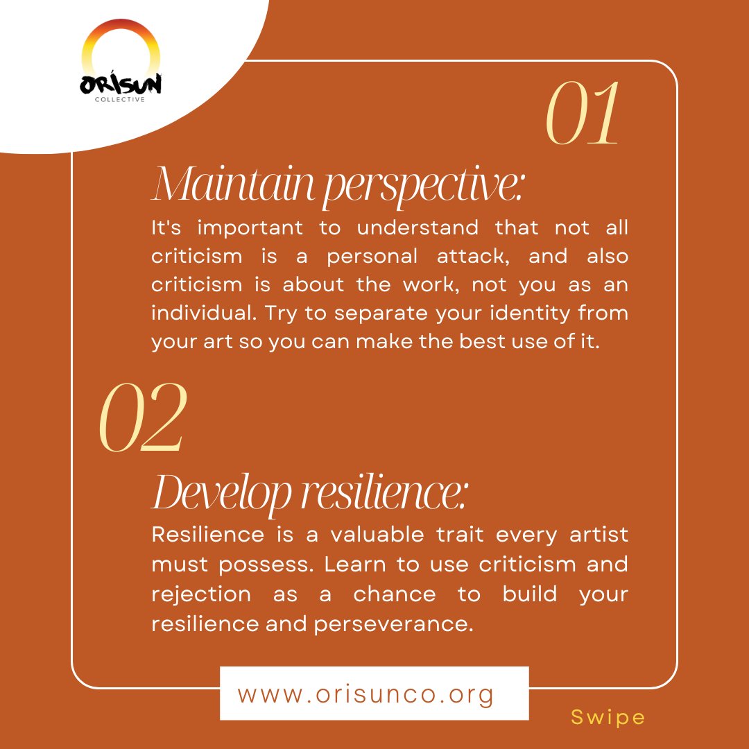 OrisunCo_'s tweet image. Having to deal with criticism and rejection as a creative can be very demoralizing but it is also an important part of the journey as a creative. Here are a few ways to handle criticism as a creative. How do you handle criticism?

#OrisunCo #CreativeTips #CreativeTutorial