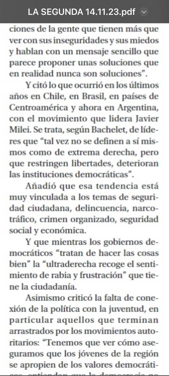 CesarFaundez's tweet photo. Buen día, ayer una excelente Nota de Prensa de la Presidenta @mbachelet en la @La_Segunda sobre la democracia cómo se ha ido debilitando en el mundo! https://t.co/kKWeouX761