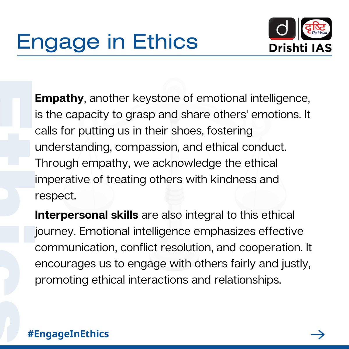 drishtiiaseng's tweet photo. Emotional Intelligence a way to nurture relationships, empathy, and self-Awareness.

#DrishtiGuideToGS #Ethics #EthicalBehavior #SelfAwareness #InterpersonalSkills #SocialJustice  #Ethical #Mentoring #Education #UPSCMotivation #DrishtiIAS #DrishtiIASEnglish https://t.co/sshICIhkIk