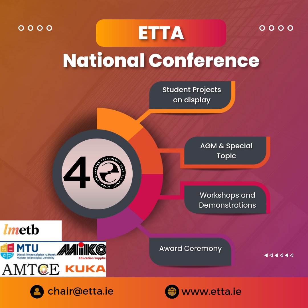 What to expect on Saturday the 18th of November.

#ettacon23 #stem <a href="/KUKA_IE/">KUKA_IE</a> <a href="/lmetbfet/">LMETB Further Education and Training</a> <a href="/MTU_ie/">Munster Technological University</a> <a href="/OideTechinEd/">Oide Technology in Education</a> <a href="/EttaArea1/">ETTA Area 1</a> <a href="/Area12etta/">ETTA Ireland Area 12</a> <a href="/DonegalEtta/">Donegal ETTA</a> <a href="/Area9ETTA/">Area 9 ETTA</a> <a href="/Area2ETTA/">Area 2 ETTA</a> <a href="/area3rep/">Area 3 ETTA</a>