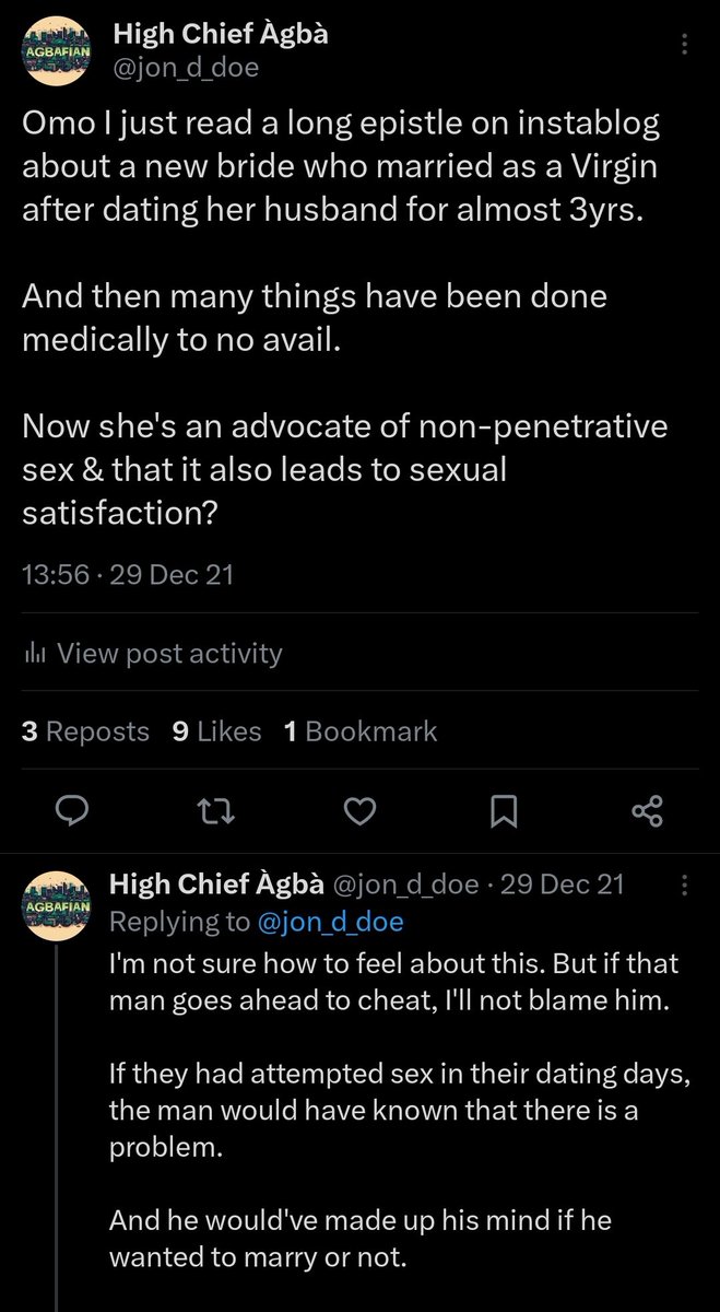 jon_d_doe's tweet photo. I wrote this thread almost 2 years ago.

I'll need you all to search my TL with "sexual compatibility".

You'll see how many times I've taught intending couples on the importance.

Please read this again and a few others I said later.

I'll share a DM from a married man, next. 👇 https://t.co/VmQY4NQmNO