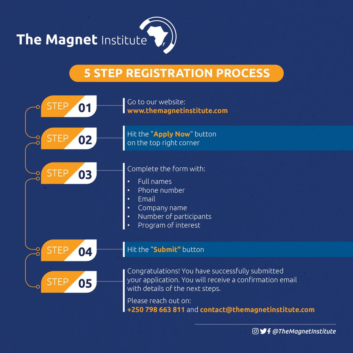 TheMagnetInst's tweet photo. Elevate your leadership with our 6-month Team Leader program!  Follow 5 steps to secure your spot. 

Learn more from our website in bio or contact us on +250 798 663 811 / +250 782 604 372

#professionalgrowth #financialmanagement #customerservice #leanmethodologies https://t.co/2gulbvqtoV