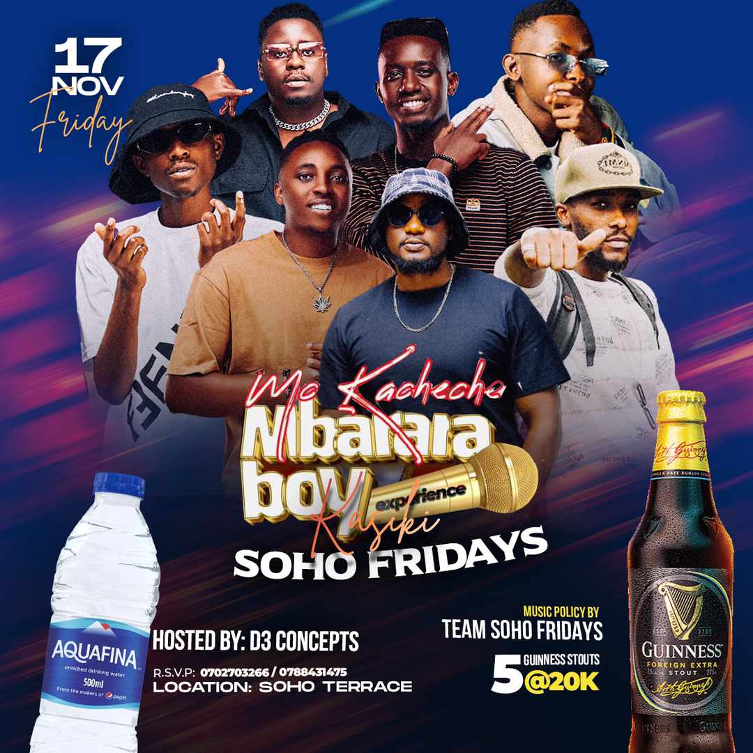 Come let's have a good time at Soho Terrace this Friday 💃. #SohoFridays
#MbararaBoyExperience activations