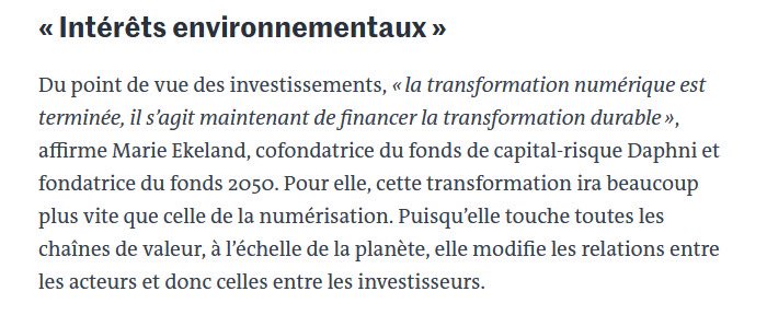 jeanlucr's tweet image. 👍 Si vrai :
« La transformation numérique est terminée, il s’agit maintenant de financer la transformation durable. »
— Marie Ekeland @bibicheri dans Le Monde, 12 novembre

✍️ #TransfoNum #developpementdurable #RSE #ESG
