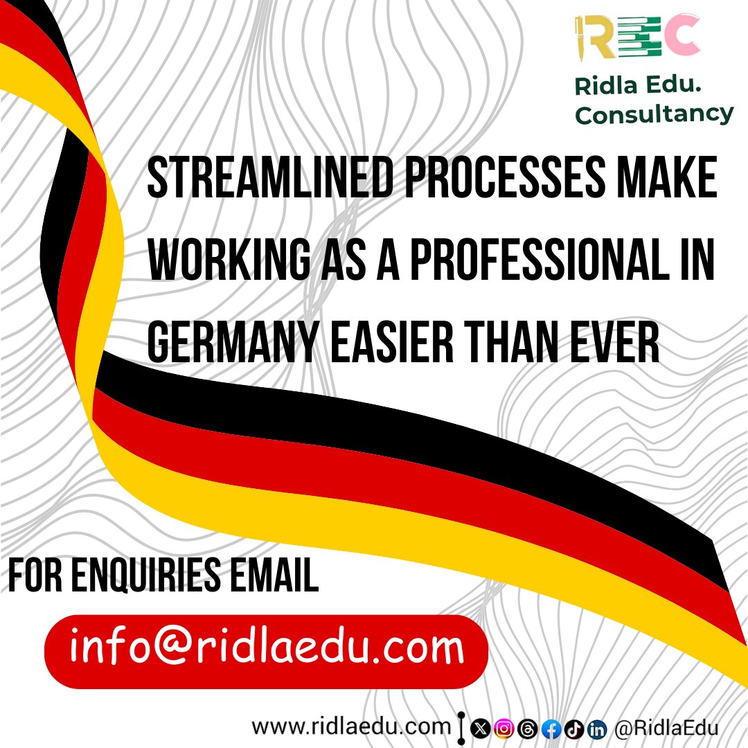 Explore new opportunities and embrace the enriching work environment. Let @RidlaEdu guide you through the process. 
 #WorkInGermany #ProfessionalGrowth