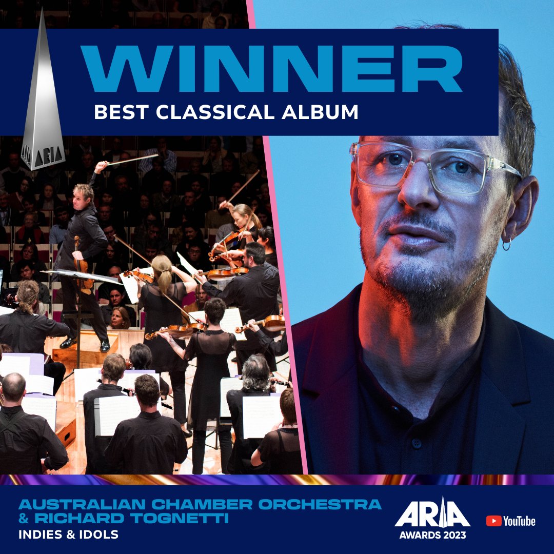 CONGRATULATIONS Australian Chamber Orchestra / Richard Tognetti on winning the 2023 ARIA Award for Best Classical Album for Indies & Idols 

👏  @A_C_O 
👏 @ABCClassic 
👏 @orchtweets 

#ARIAawards #AustralianChamberOrchestra #RichardTognetti #YouTube