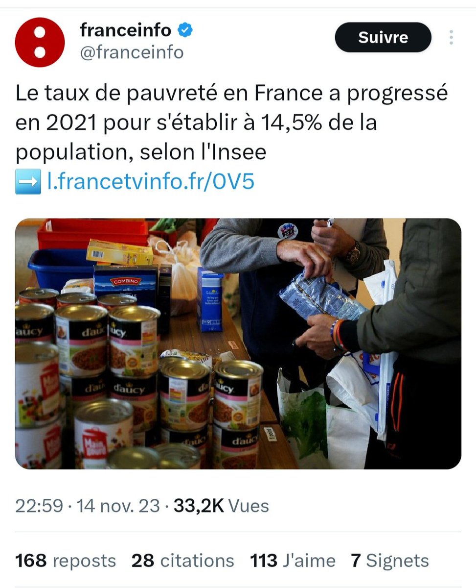 Piedminu's tweet photo. Si le taux de pauvreté est au plus haut au moment où le taux de chômage est au plus bas, c'est qu'il y a un problème de rémunération du travail. https://t.co/mEbXh4wZl4