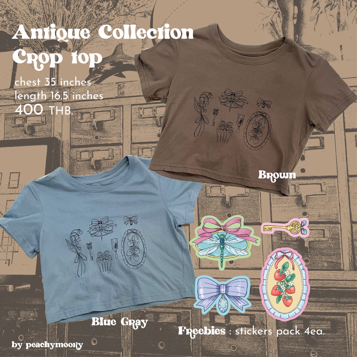 antique collection croptop🎀
เสื้อครอปสกรีนลายพร้อมจำหน่ายแล้ววว มีสองสีให้เลือกกัน น้ำตาล/ฟ้าเทา ทุกตัวจะได้รับสติ้กเกอร์ลายจากบนเสื้อ 1 เซต (4 ลาย)
กดสั่งผ่านทางไลน์ช้อปได้เลยยย✨💌