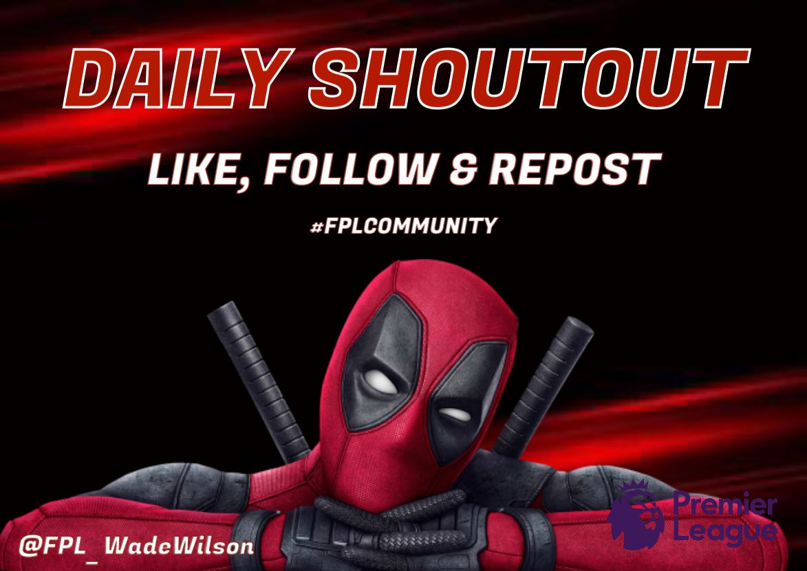 FPL_WadeWilson's tweet image. Daily #FPL shout out…  Like, follow and repost ❤️🖤

@itstheFPLOrange 
@FPLMount7 
@FPL_Boghdadly 
@here_for_fpl 
@FplTeenz 
@FplMr_Mrs 
@FplGround 
@maxspurs777 

#FPLCommunity #Fantasy #Football #FPLMeets #BeKind
@OfficialFPL
@premierleague