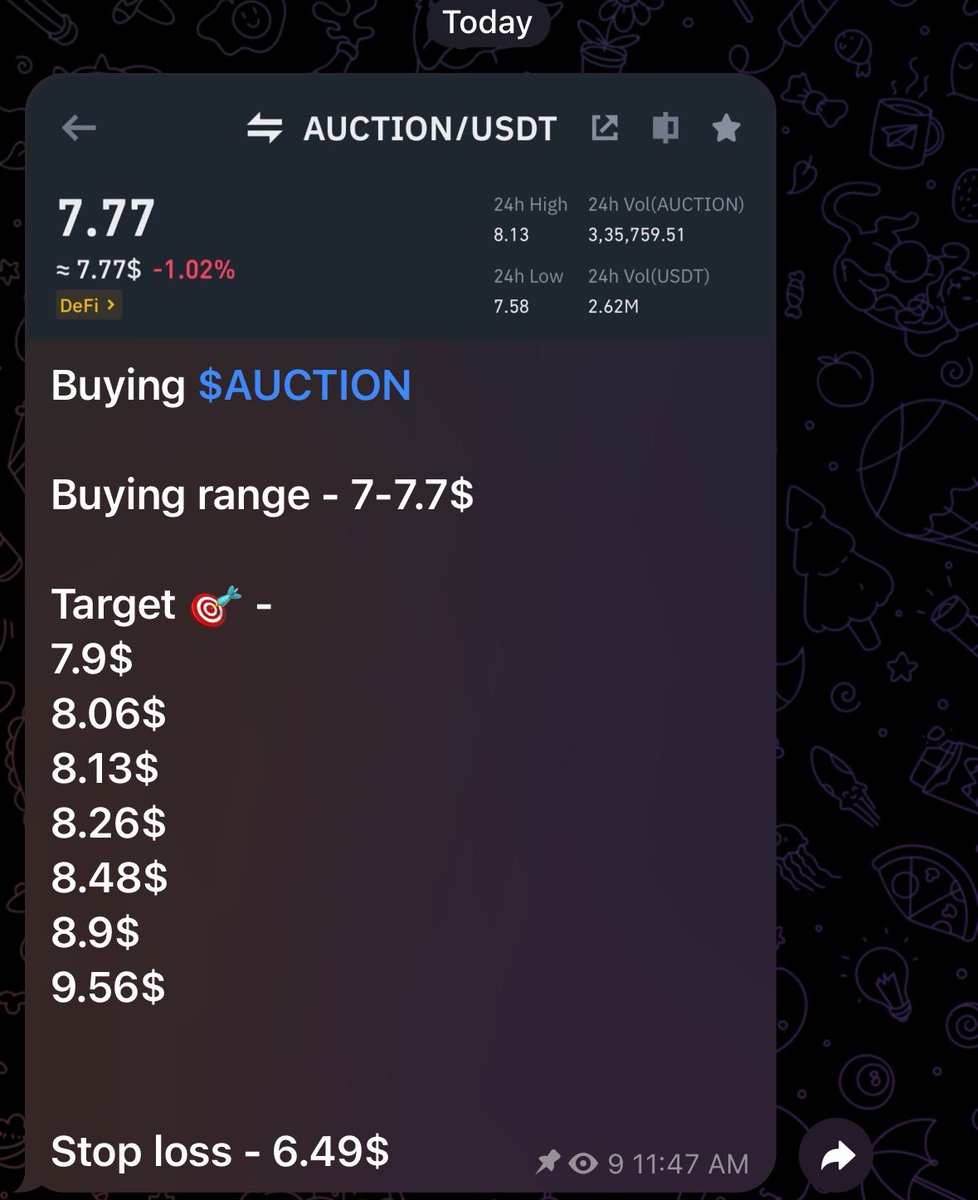 Whale_Of_City's tweet photo. Shared #AUCTION trades with my Alpha Member 🚀 .. Going Good so far Target 1 smashed within 2 hours 🔥.. killing everyday with Top Gainers Alhamdulillah 🤝

DM Me or comment below If You interested to be a Alpha Premium Member 💯

#Crypto #AlphaAnalysis #Auction https://t.co/s1D3TtE0x7
