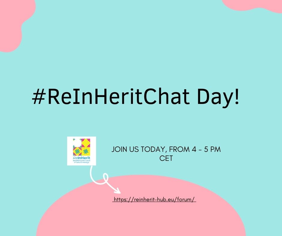 It’s #ReInheritChat day! 

Join us today from 16-17pm CET at reinherit-hub.eu/forum as we delve into the pros and cons of online 3D models of cultural artefacts. 

Let's explore how tech meets tradition in this exciting chat! #3DArtifactTalk

#ReInHerit #MakeItYourOwn