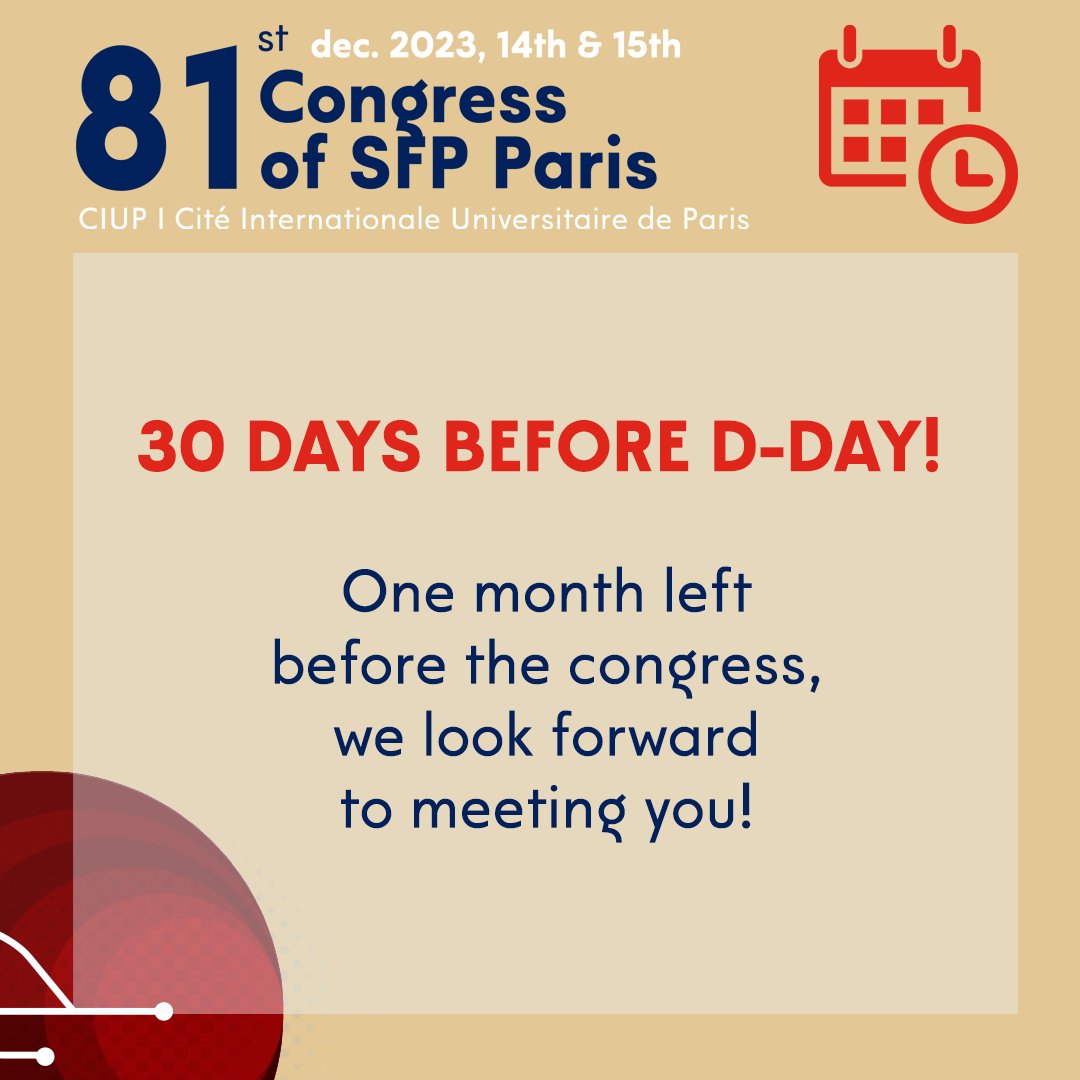 🚨30 DAYS BEFORE D-DAY!

One month left before the congress, we look forward to meeting you!

Register: sfpcongres.com/en/registratio…
Program: sfpcongres.com/en/program/

#Vascular
#SFP
#Phlebology
#Congress