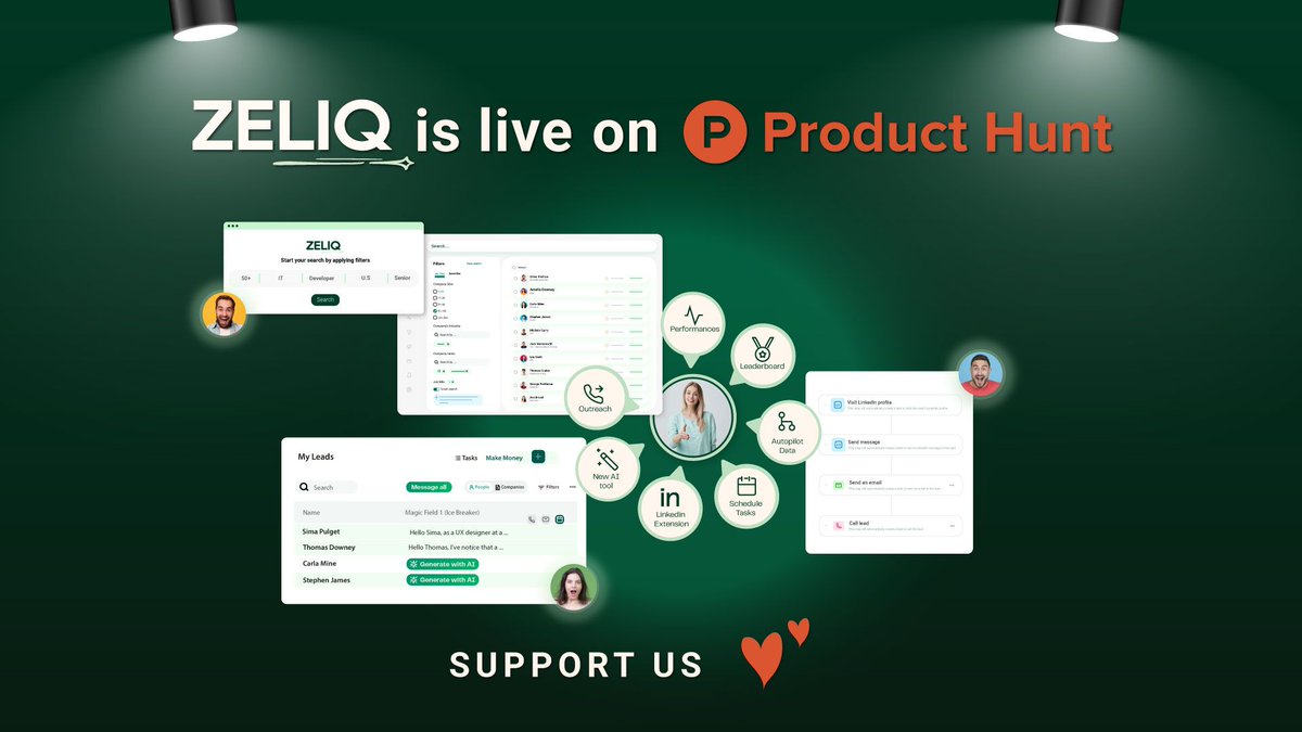 zeliqapp's tweet photo. It’s a big days for ZELIQ: after months of work, we’re proud to launch our product on @ProductHunt ! If you’re looking for an AI-powered all-in-one sales prospection solution check us out, we would really appreciate your support and your feedbacks! https://t.co/nBkrAjkozn https://t.co/CvBfp4nWmX