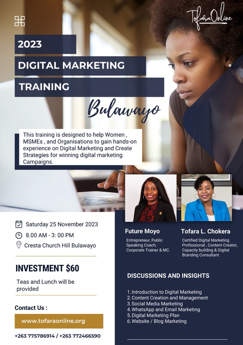 Digital marketing and innovation has become an important tool for businesses and individuals in today's digital world. 
We must stay updated on the most recent innovations since the world of digital marketing is always evolving.
For the first time in Bulawayo, we are having a