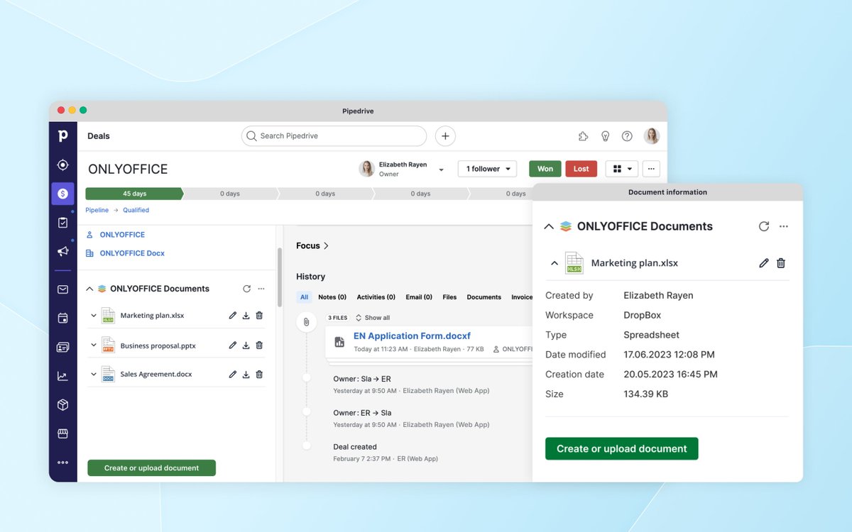 only_office's tweet image. We updated our app for @pipedrive to ensure more reliable work 🆙
Edit and collaborate on office documents right within Pipedrive deals using #ONLYOFFICE Docs 📝
Get the app from #Pipedrive Marketplace 👉 pipedrive.com/en/marketplace…