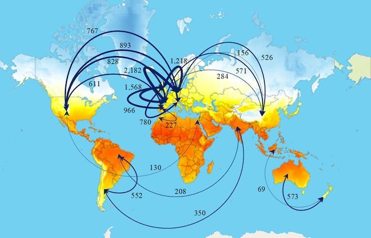 "Comment le réchauffement climatique redessine la carte du commerce international". Une étude montre, toute chose égale par ailleurs, que les échanges commerciaux entre 2 pays croissent d’autant plus que les écarts de température entre eux sont importants.
buff.ly/47bvWba