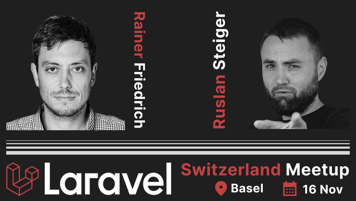 ruslansteiger's tweet photo. Got no plans for tomorrow in Basel🇨🇭?

Join me at the upcoming Laravel Meetup! Discover the thrilling journey with Rainer as he shares the ins and outs of migrating from Symfony to a Laravel project. Learn how he achieved a remarkable ROI in just 6 months.
https://t.co/Juk6AIQZSa https://t.co/2lhFPzGV2g
