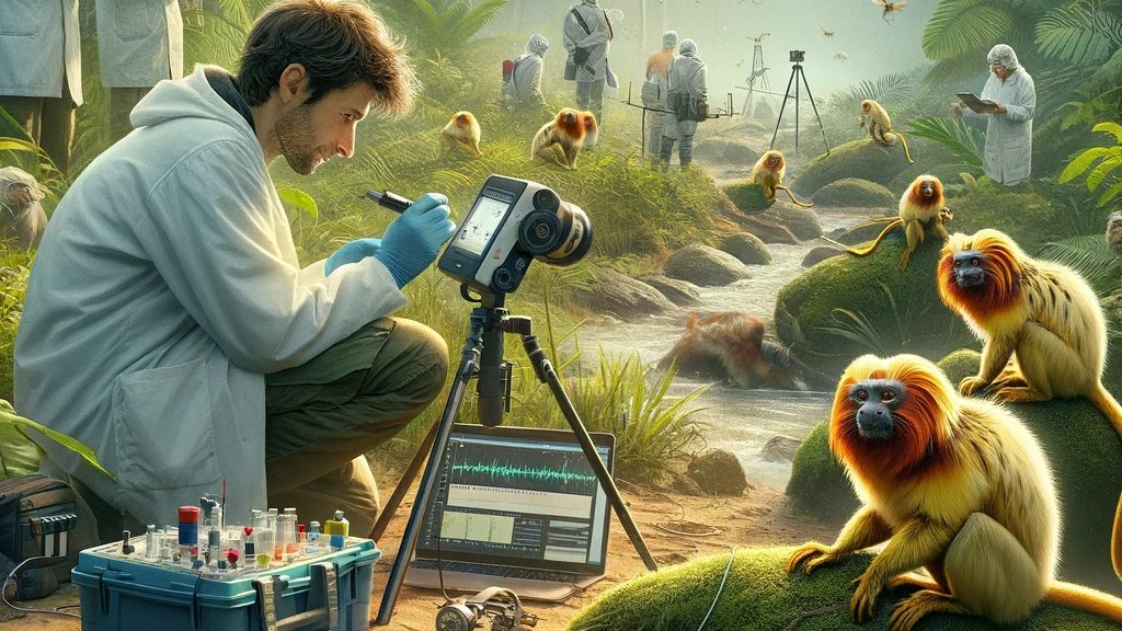 Franco-Brazilian team studies vulnerability of Brazil's golden lion tamarins to yellow fever amid global changes, habitat alterations, and climate impacts, crucial for conservation. youtu.be/rAx19m6PpaM?si…