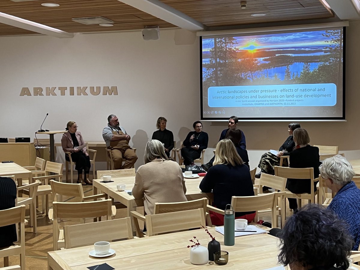 Today we continue inspiring discussions on multiple use of Arctic area, including reindeer herding, business, green transition, energy production (wind power), biodiversity, tourism and many other hot topics -  ”Arctic is getting growded” #arcticspirit