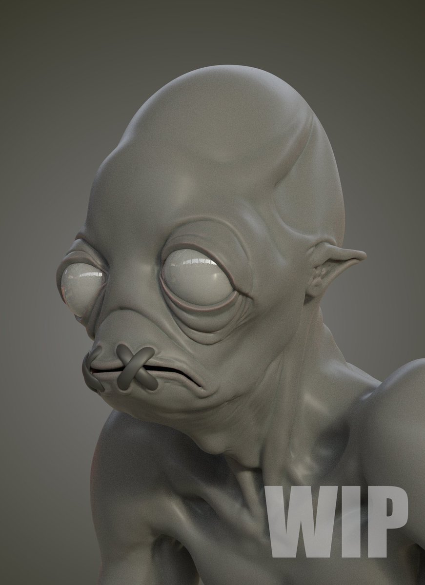 PascalRaimbault's tweet photo. Here is a wip sculpt of Abe as a fan art from Abe's Oddysee . Goal is to capture the essence of the original drawings from Steven Olds back in 1995 !  #oddworld #abe #zbrush #blender #fanart #abeoddysee https://t.co/Mx76cPO66Q