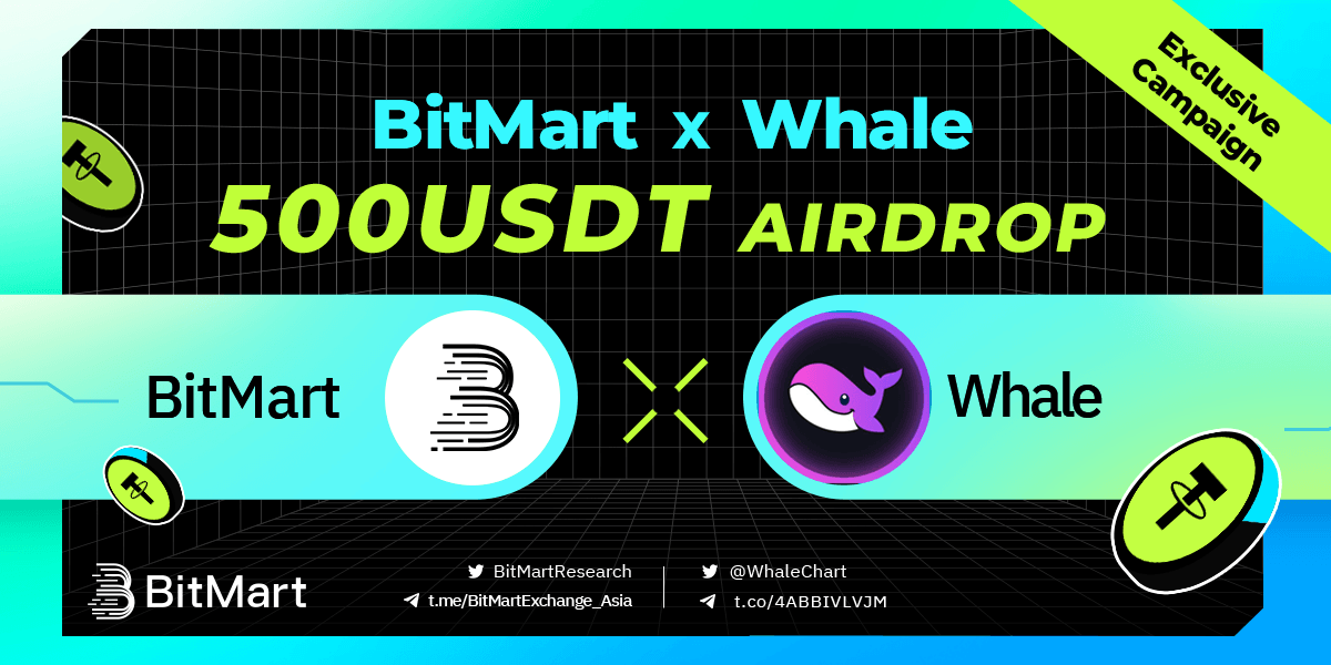 BitMartResearch's tweet photo. 🚨 $500 GIVEAWAY🚨

🎉BitMart X Whale Airdrop Campaign
⬇️Participate Now ⬇️

☑️ Fill https://t.co/4OPSoNanJU
☑️ Follow @BitMartResearch @WhaleChart

💰$3000 Welcome Bonus👉https://t.co/cagpW0JzPG

#Crypto #Airdrops #Giveaway #Bitcoin #BitMart #MEME #ORDI #BRC20 #ETH #BTC