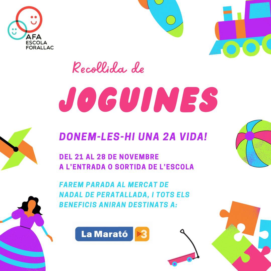 AFAForallac's tweet photo. Recollida de joguines! Tots els beneficis aniran destinats a: @la_marato #AfaForallac https://t.co/ExClIzai7W